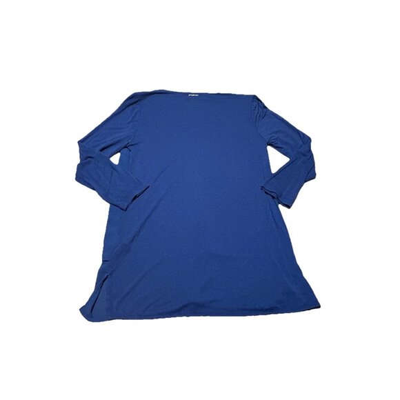 Michael Kors Mixed Woven Knit Layered Hem V-Neck 3/4 Sleeve Shirt Blue Size XS - Picture 6 of 8